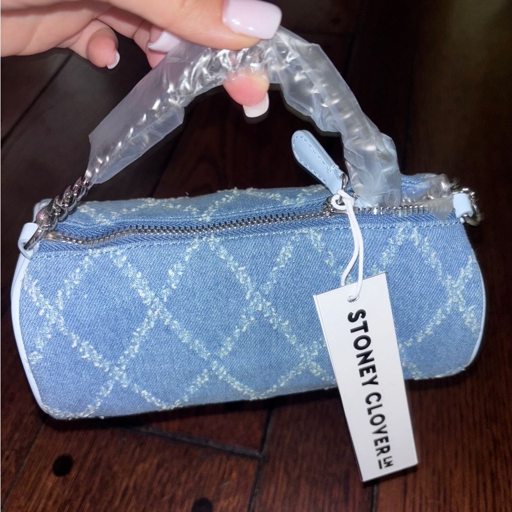 Stoney Clover Lane Denim Blue Quilted Women's Bag crossbody chain NWT Purse top